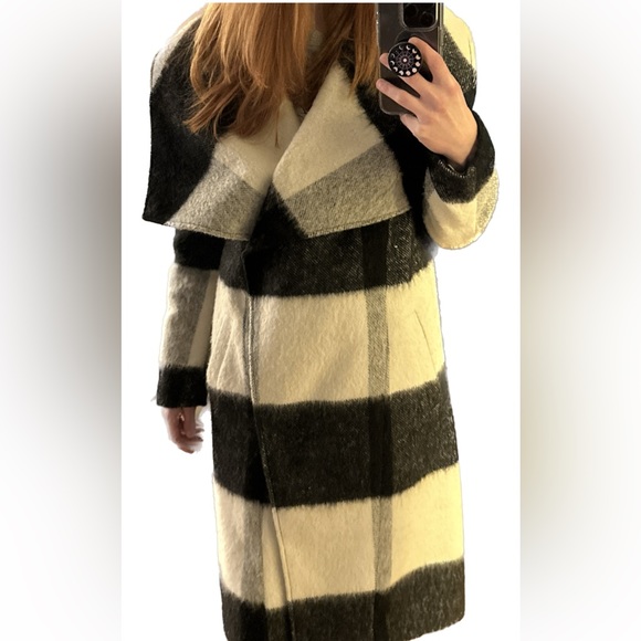Black and White Check Wool Blend Topcoat from Express - Picture 10 of 10